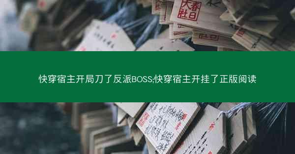 快穿宿主开局刀了反派BOSS;快穿宿主开挂了正版阅读