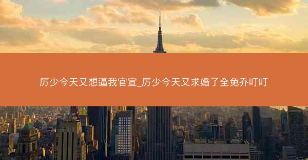 厉少今天又想逼我官宣_厉少今天又求婚了全免乔叮叮