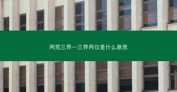两荒三界—三界两仪是什么意思